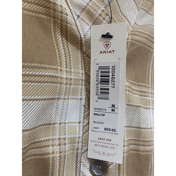 ARIAT Women's Sevilla Button Plaid Top Size M, New with Tags 3/4 Bell Sleeve0 - Picture 9 of 9